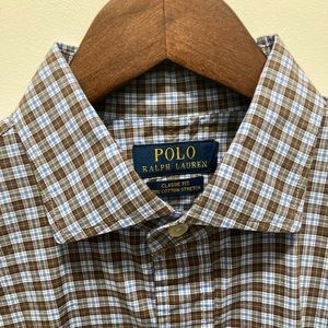 Ralph Lauren Long Sleeve Spread Collar Plaid Dress Shirt / Size M / EUC